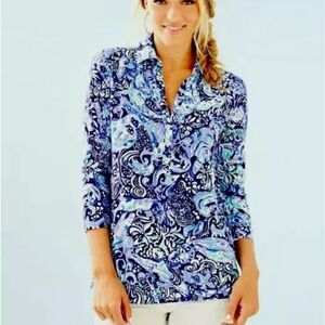 Lilly Pulitzer NWT Ansley Polo Top Royal Purple 60